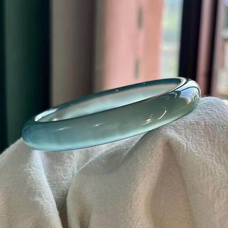 天然玛瑙手镯冰种转运库里蓝冰透玉镯玉石玉髓非翡翠女士镯子礼物