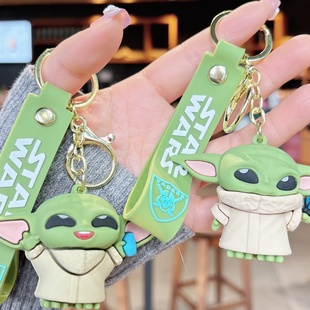 创意新款滴胶星球大战尤达宝宝钥匙扣书包挂件汽车钥匙链卡通动漫