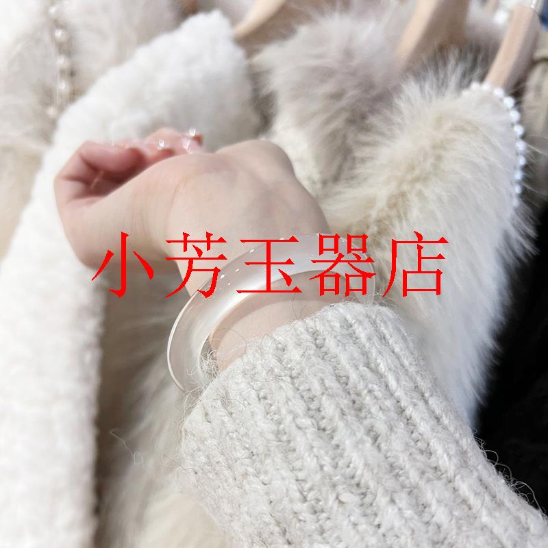 冰种飘花玉髓手镯白月光玛瑙玉手镯细圆款翡翠色荔枝冻手环百搭女