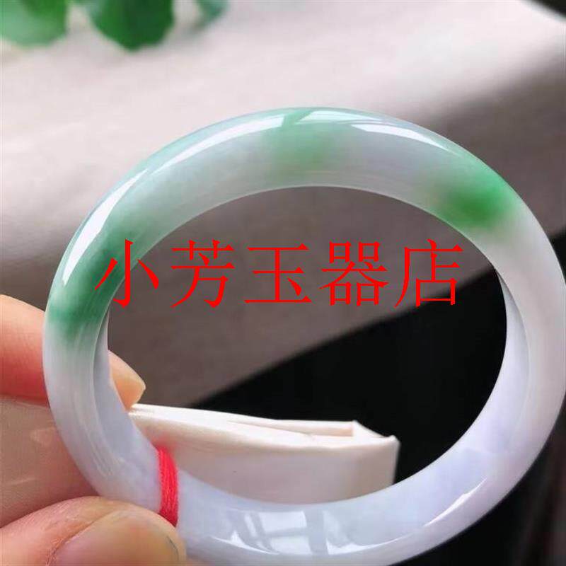 缅甸老坑翡翠色手镯冰糯种紫罗兰春带彩飘绿翠色贵妃美人条玉镯子