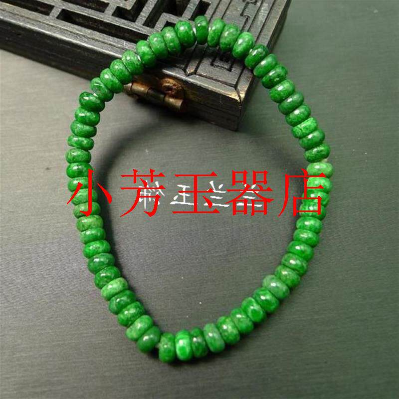 翡翠色满绿辣绿民族风算盘珠子手串隔珠祖母绿男女款情侣手饰品