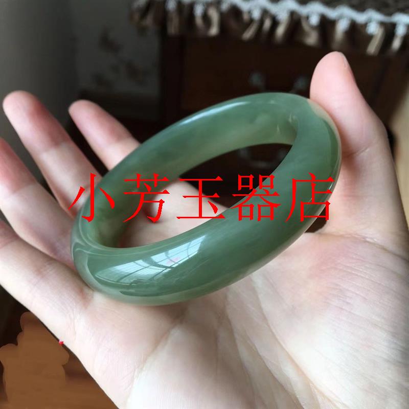 新疆和田玉手镯鸭蛋青手镯女款且末蓝手镯青玉气质款玉手镯百搭款