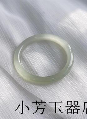 精选阿富汗玉冰晴底玉镯子浅绿色正圈圆条玉手镯清冷古风时尚女款