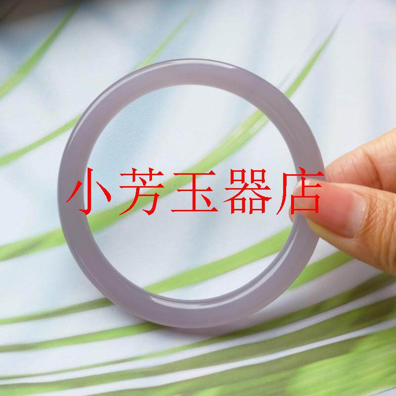 和田玉烟紫色手镯玉石扁条玉镯美人条细圆条叮当镯少女款镯送女友
