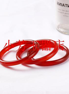 红玉髓手镯少女感冰种玛瑙樱桃红玉镯冰透油润新中式细圆条美人镯