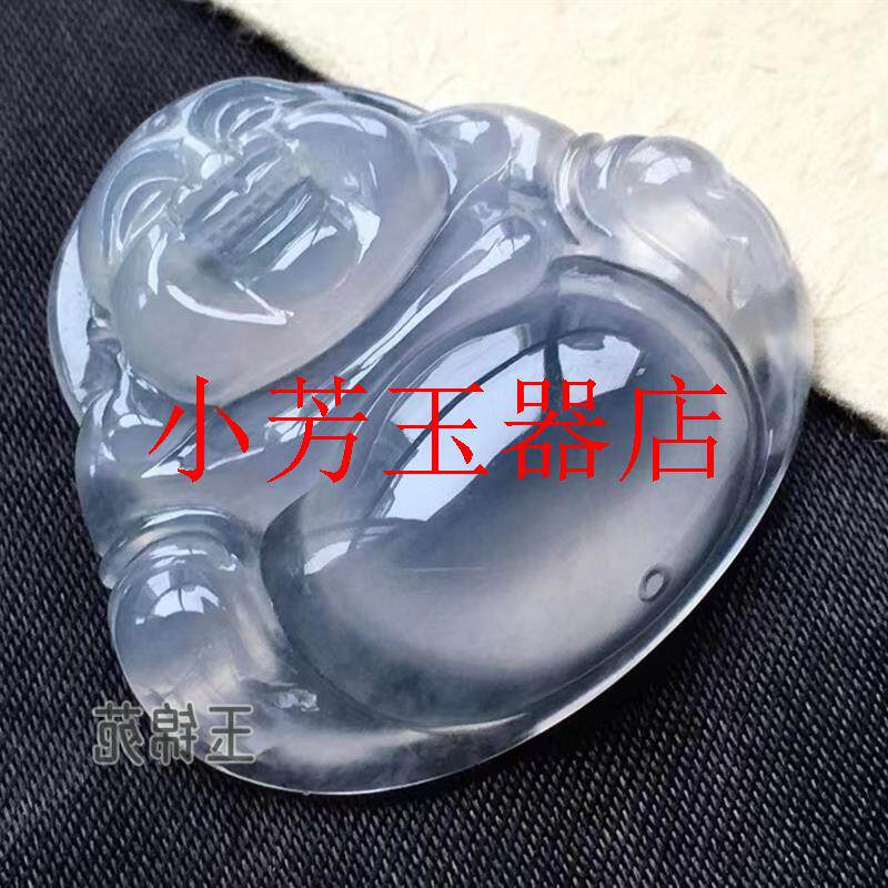 高冰玻璃种冰透水润玉石佛公吊坠