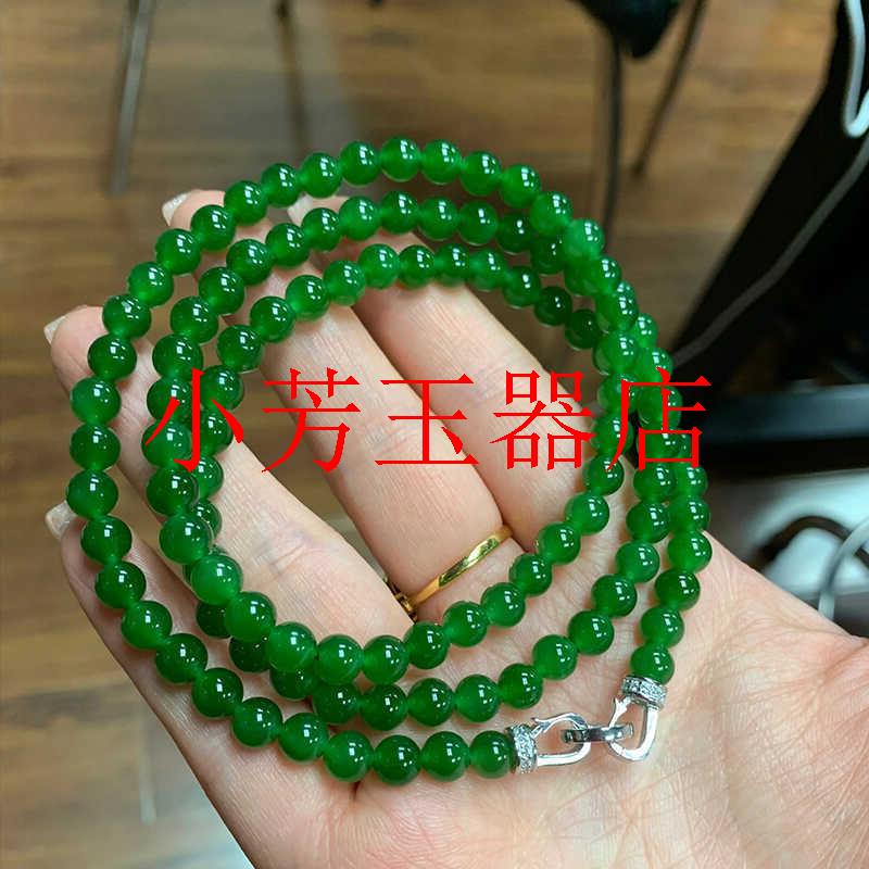 冰满色正阳绿项链颈饰圆珠锁骨链
