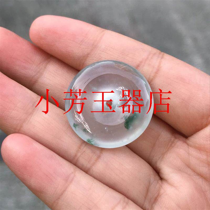 缅甸老坑高冰种胶感翡翠色平安扣挂件男女款小号飘花项链坠子玉坠