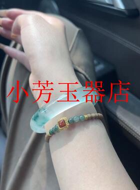 高冰种翡翠色手镯白底飘花缅甸玉镯子正阳绿翠绿碧玉美人镯送礼物