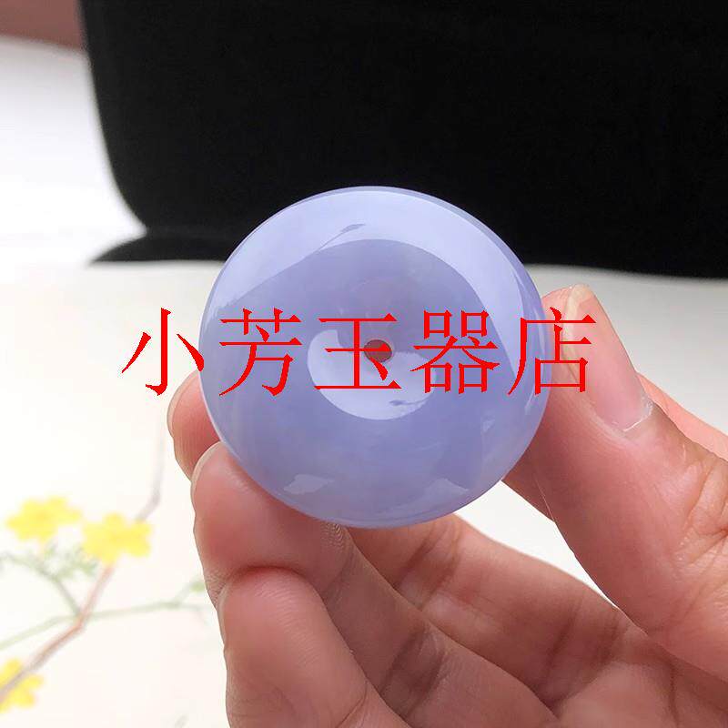 缅甸翡翠色冰种紫罗兰平安扣吊坠男女款紫色玉质细腻玉扣满色玉坠
