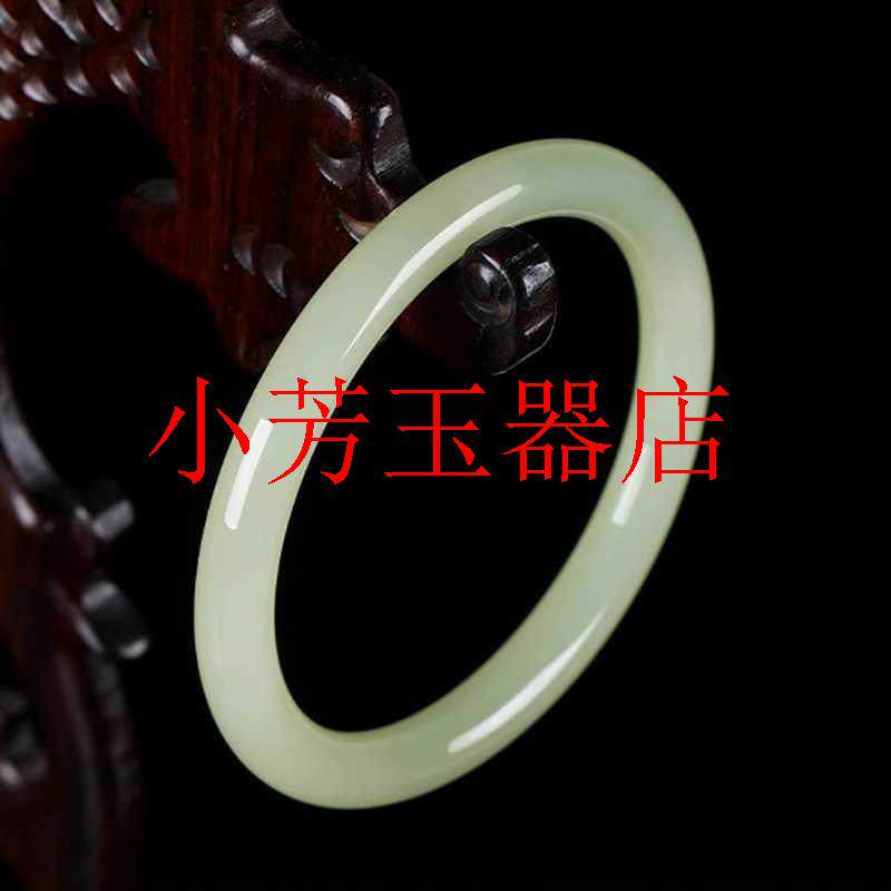 和田玉青白玉手镯晴水冰种玉石细款圆条叮当镯子温柔气质少女礼物