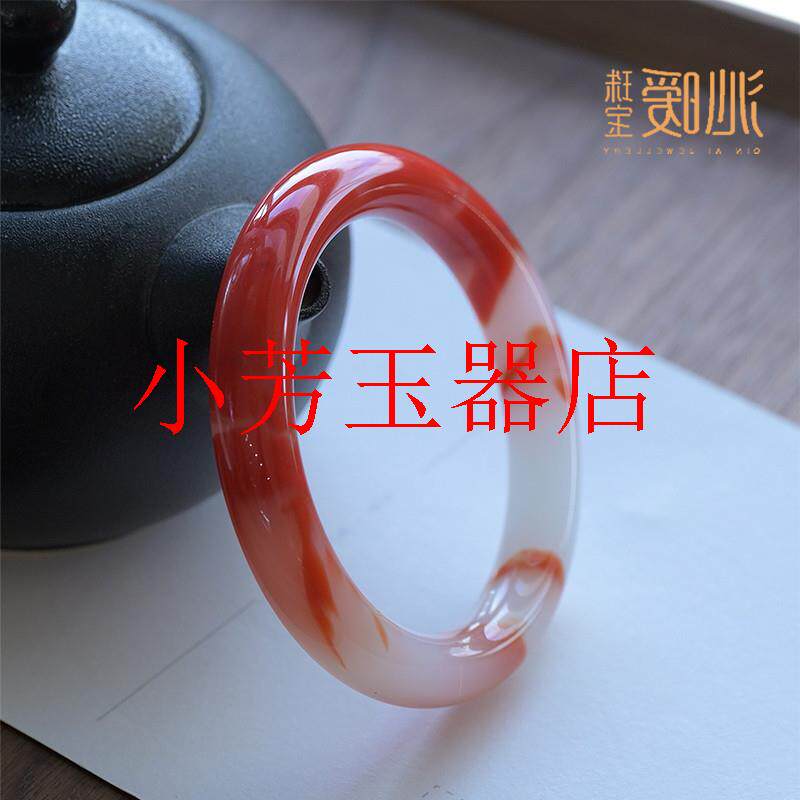 原创设计半山半水飘花色手镯红色锦鲤琉璃镯子复古风圆条汉服配饰