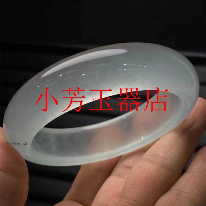 精选冰种玉石手镯翡翠色玉镯白色石英岩玉镯子水沫玉首饰手环女款