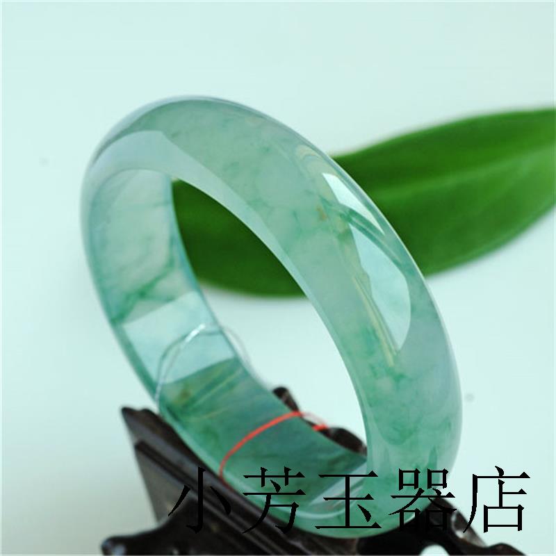 老坑缅甸翡翠色手镯阳绿冰糯种飘绿花玉镯手镯飘绿翡翠水润玉镯子