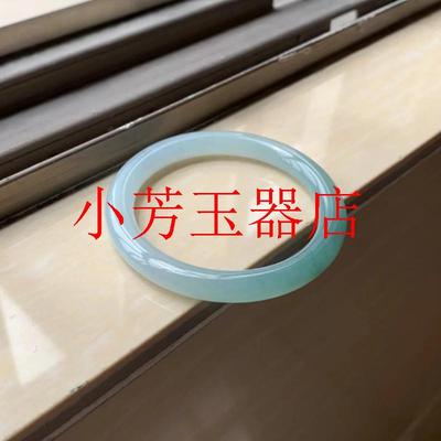 缅甸冰种翡翠色细圆条叮当镯美人条公主镯油青蓝水晴水玉手镯女款