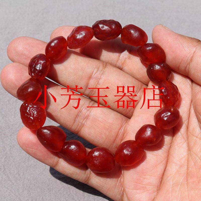 精品特惠阿拉善经典红糖心玛瑙原石随形男女同款百搭简约手链饰品