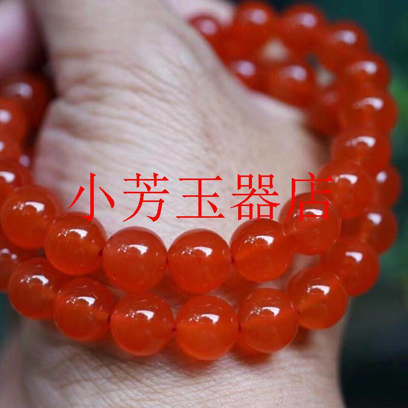 高级感名族风保山冰红南红玛瑙单圈老料满色满肉手串男女同款处理