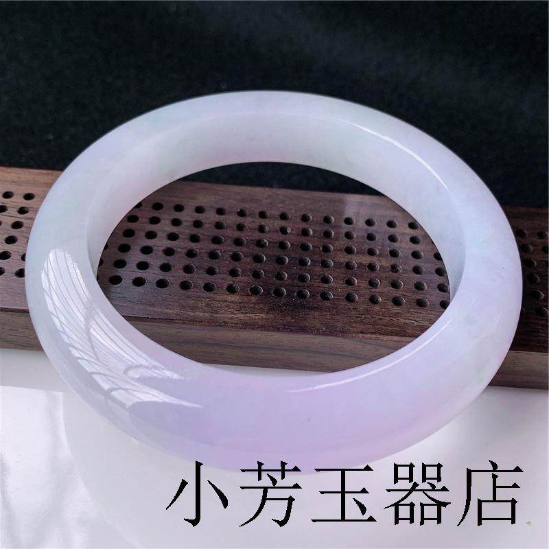 缅甸老坑紫罗兰翡翠色手镯冰糯种飘绿正圈贵妃镯春彩玉镯子少女款