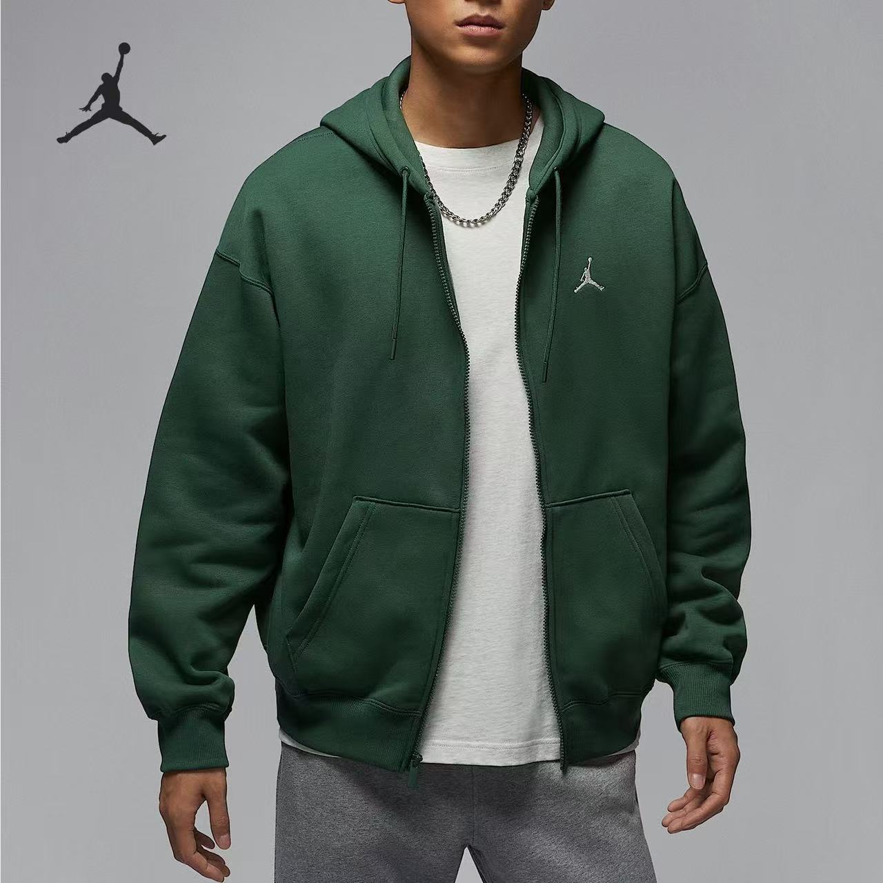 NIKE耐克外套男春季Jordan宽松连帽衫加绒运动夹克外套IB7232-323