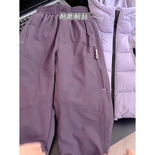 女童加绒裤子秋冬款2025新款儿童户外冲锋裤男童登山裤冬休闲裤潮