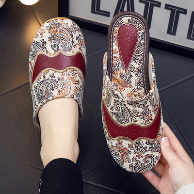 民族风情侣牛皮绣花拼接春秋四季