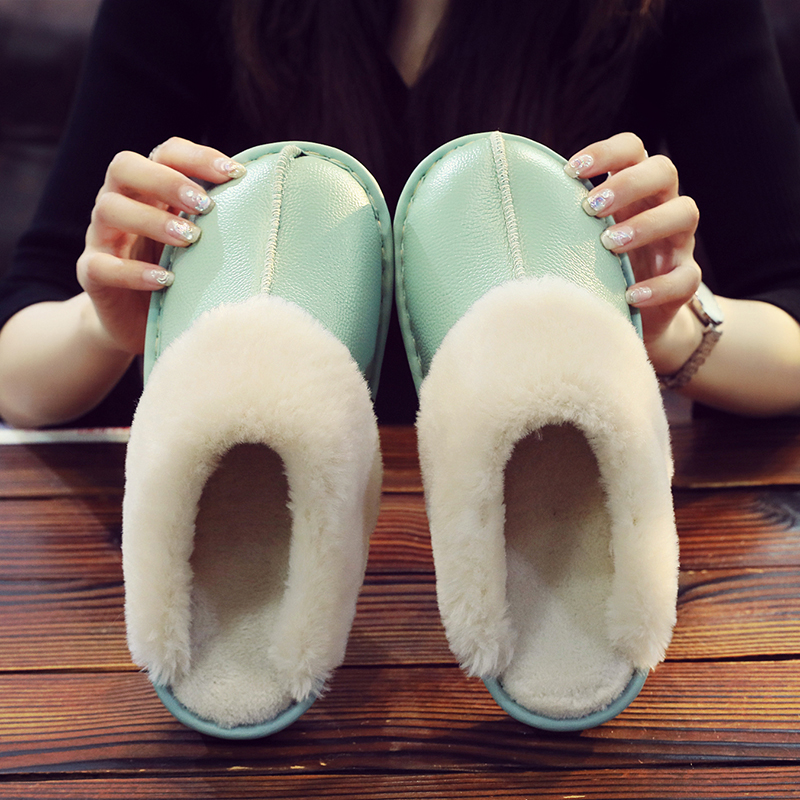 冬季真皮拖鞋女家居家用皮面情侣室内防滑保暖牛皮棉拖鞋男居家