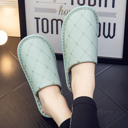 海宁棉拖鞋厚底牛皮防滑绣花