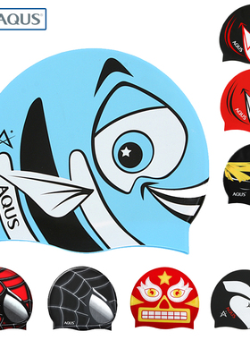 韩国代购AQUS时尚卡通硅胶泳帽女舒适游泳帽专业游泳训练学生可戴