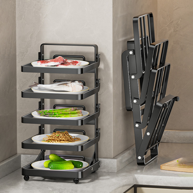 不锈钢厨房备菜置物架多层可折叠