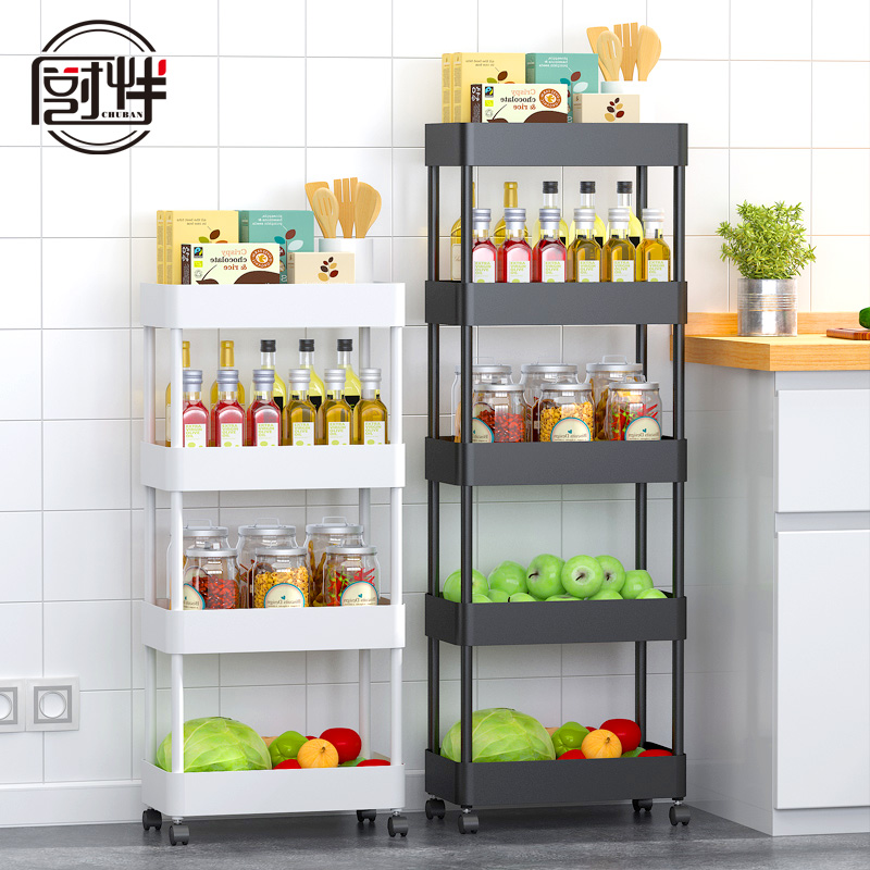 窄缝小推车冰箱置物架带轮可移动