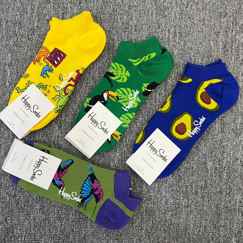 happysocks男士多巴胺卡通短袜子