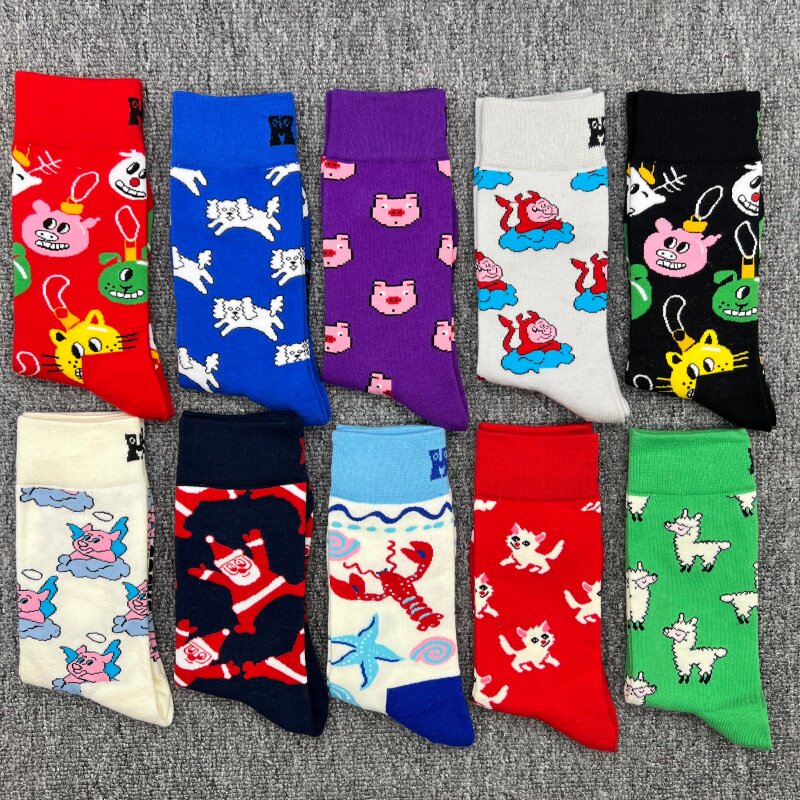 happysocks女士袜子四季彩色中筒袜ins潮嗨皮多巴胺外穿百搭潮袜