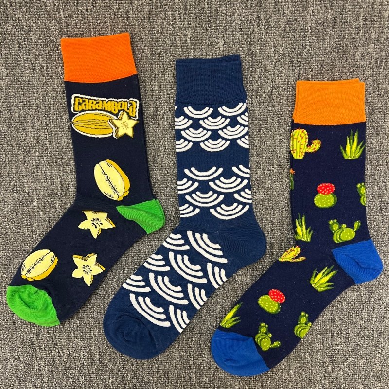 happysocks袜子男士纯棉中筒袜ins潮英伦风个性多巴胺卡通大码袜