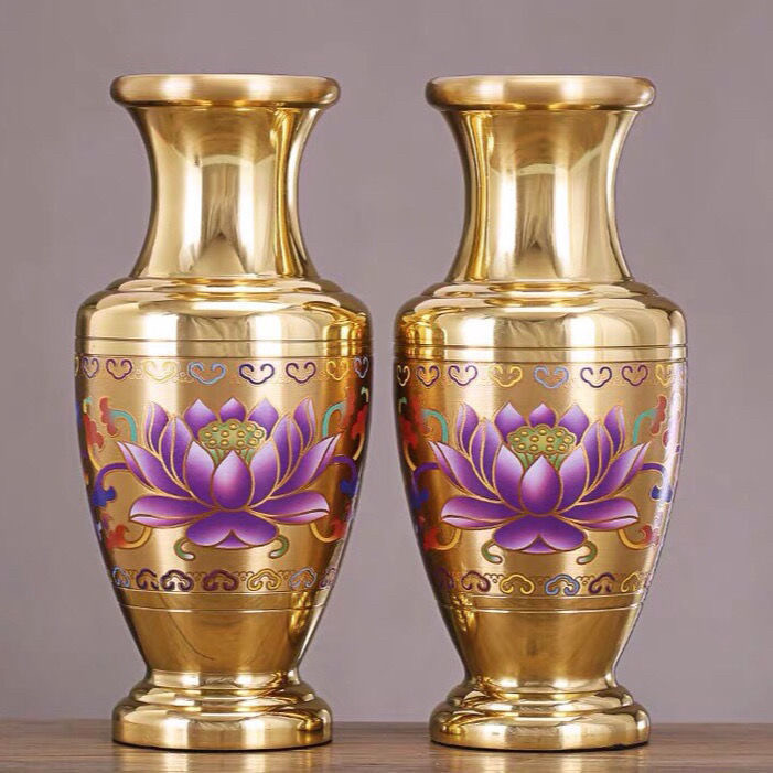 供佛花瓶纯铜景泰蓝净水瓶家用佛前供奉花瓶客厅花瓶摆件佛具用品