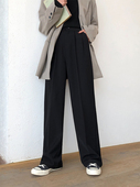微胖穿搭 大码 女胖妹妹mm直筒宽松黑色休闲裤 西装 垂感高腰阔腿裤 裤