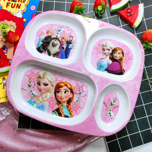 爱莎公主餐盘冰雪奇缘儿童餐具艾沙四格盘宝宝分格盘艾萨卡通女孩