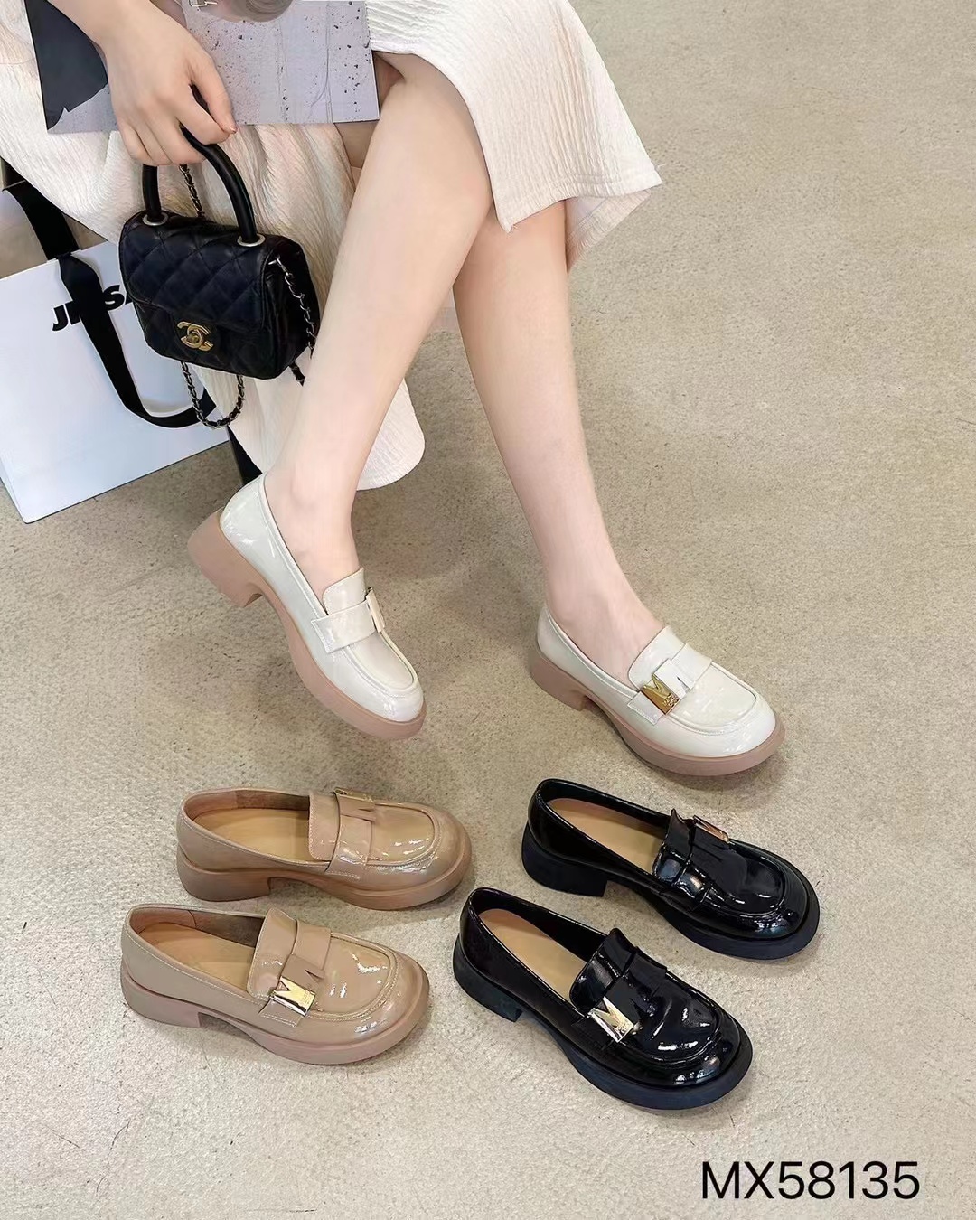摩西米妮乐福鞋休闲圆头真皮女鞋