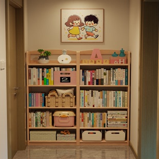 木屋记实木置物架简易书架客厅落地收纳架家用架子储物架小书柜