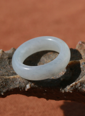 玉德堂天然玉石新疆和田玉籽料青花戒指素面指环男女款