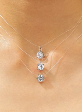 Simple water drop glass multi-layered wear collarbone chain