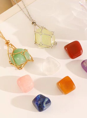 Crystal rough woven metal pendant sweater adjusting chain