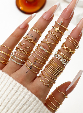 mitation jewel set auger joker letter fold wearing a ring 女