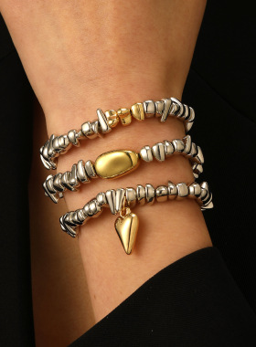 Fashion retro irregular bead chain heart bracelet for women