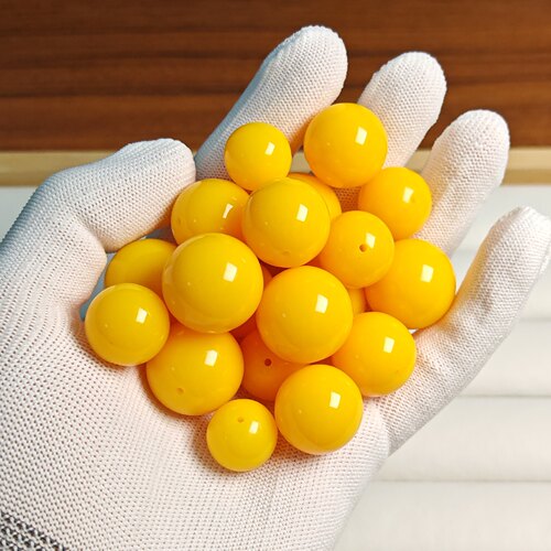 热销爆款非天然琥珀蜜蜡满蜜鸡油黄圆珠散珠DIY文玩配饰