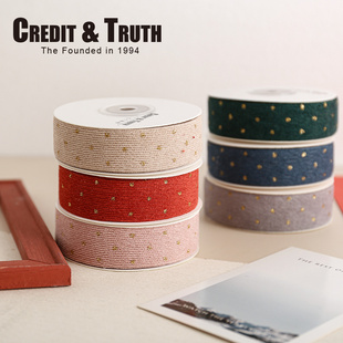 2.5cm星辰灯芯绒带厘米多色烫金中国风丝带潮流织带冬季 饰烘焙 装