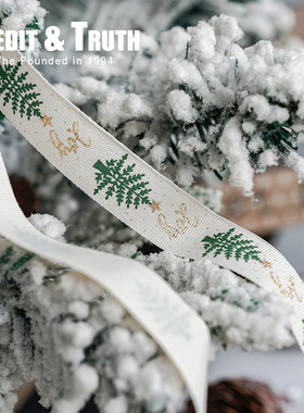 1.6cm圣诞印花棉带圣诞树装饰丝带蝴蝶结diy圣诞花环手礼包装缎带