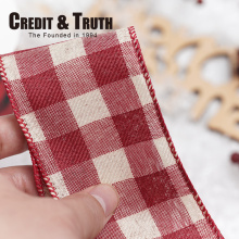 6厘米大格拷边格子带装饰圣诞树经典美式装饰风格礼物包装涤纶DIY