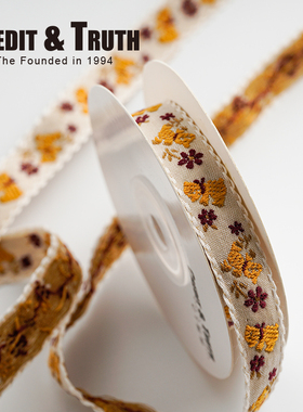 刺绣夏花装饰丝带花边绸带彩带手工diy田园蝴蝶结包装礼品织带