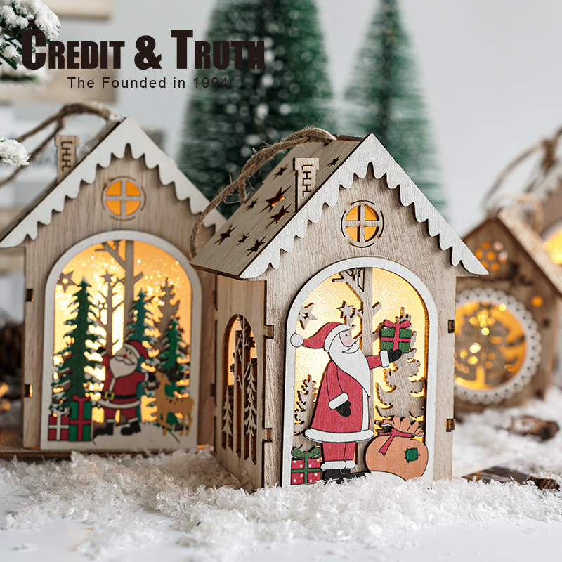 ct制带圣诞树屋灯装饰挂件
