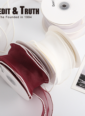 6cm创意珍珠纱装饰织带曲边纱带仙女丝带混合花边辅料蝴蝶结花束